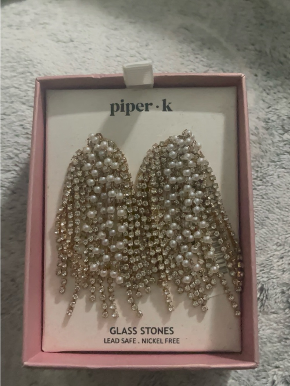 Piper.k Gold Pearl Fringe Drop Earrings